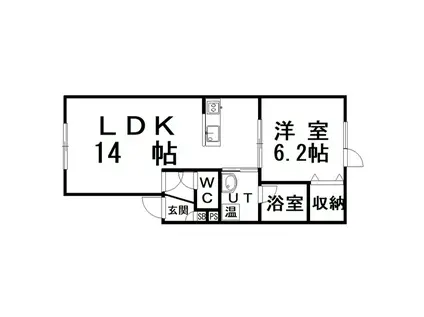 レインボーコートA(1LDK/2階)の間取り写真