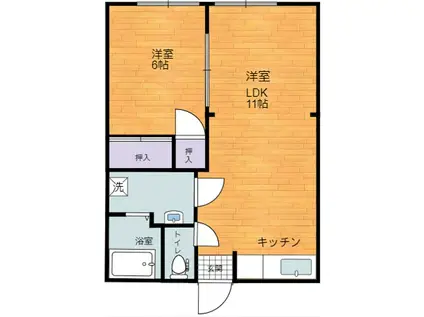 渡邉アパート(1LDK/2階)の間取り写真