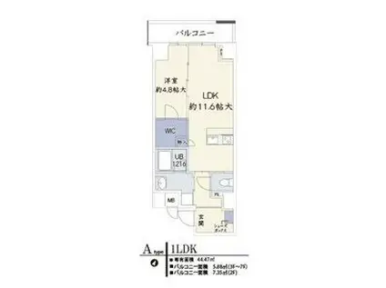 神戸ボナールレジデンス(1LDK/3階)の間取り写真