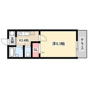 スプリングコート(1K/1階)の間取り写真