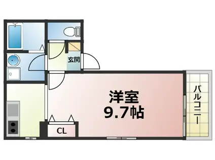 ローレル輝(1K/1階)の間取り写真
