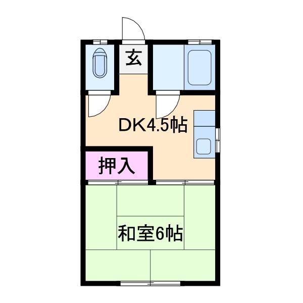 第二戸沢荘(1DK/2階)の間取り写真