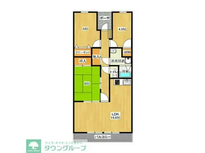 スカイコートあけぼの(3LDK/1階)の間取り写真