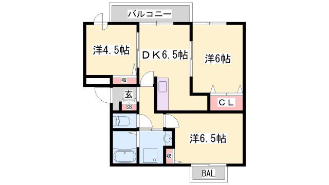 グリーンハイツA・B棟(3DK/2階)の間取り写真