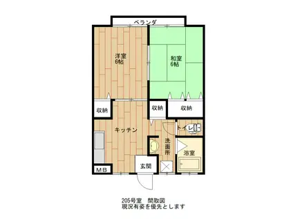 メゾングランアコール(2DK/2階)の間取り写真