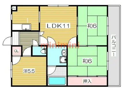 第2誠和ビル(3LDK/3階)の間取り写真