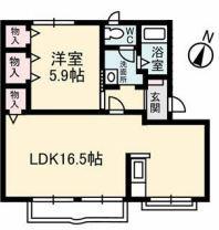 アメニティ福島B棟(1LDK/1階)の間取り写真