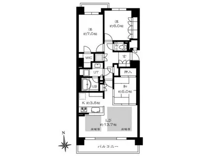 パークホームズ真駒内泉町(3LDK/1階)の間取り写真