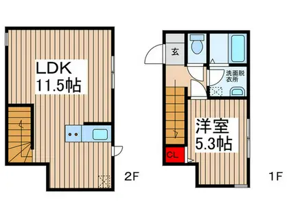 グレースシティ南柏II(1LDK/1階)の間取り写真