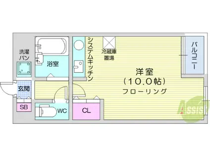 ブランドール河原町プラザ(ワンルーム/2階)の間取り写真