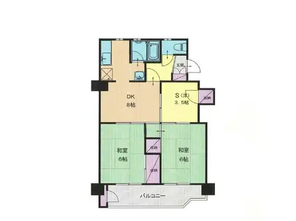 峰沢団地3号棟504(2SDK/5階)の間取り写真