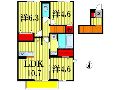 グランシャリオD(3LDK/2階)の間取り写真