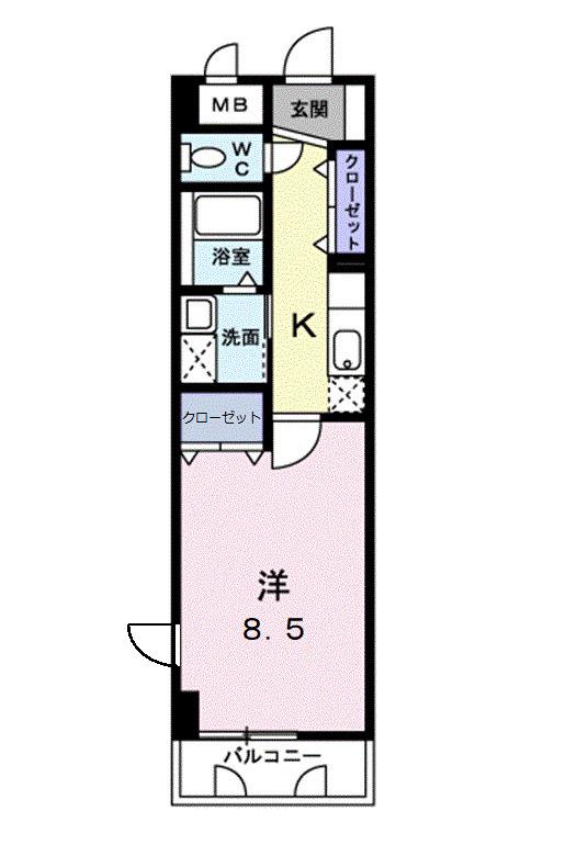 T-SAISON倉敷(1K/3階)の間取り写真