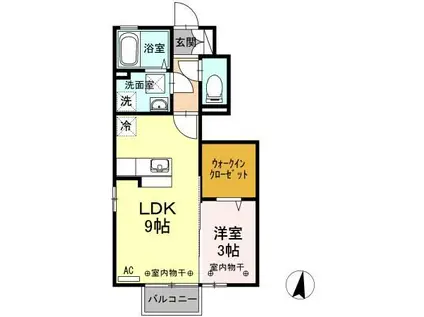 D-ROOM北の森(1LDK/1階)の間取り写真