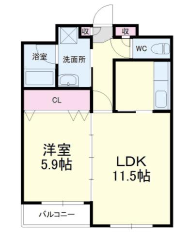 SAINT MARCELLINA(1LDK/1階)の間取り写真