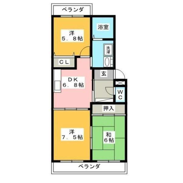 グラシア(3DK/1階)の間取り写真