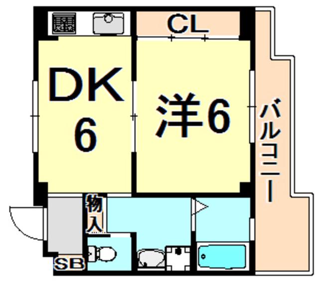 エンジェル坂下(1DK/3階)の間取り写真
