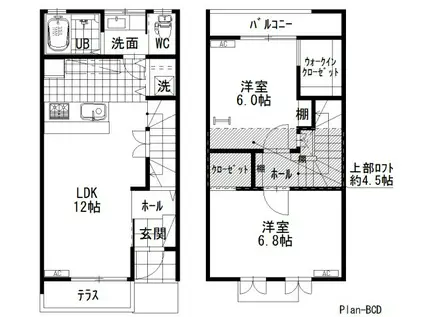 さくらフォレスト駅家(2LDK/1階)の間取り写真