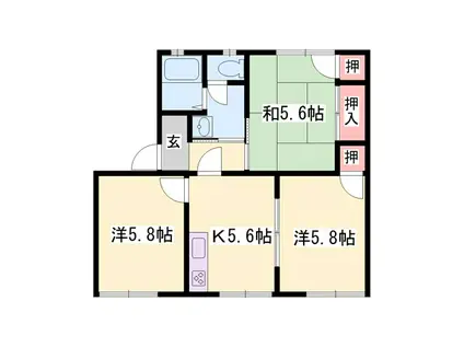 タウニィ北平野B(3K/1階)の間取り写真