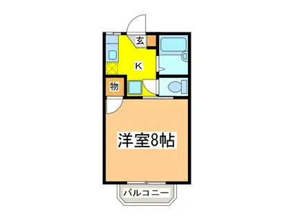 グランドハイツA棟(1K/2階)の間取り写真