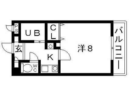 プロスパーハイツ古市(1K/8階)の間取り写真