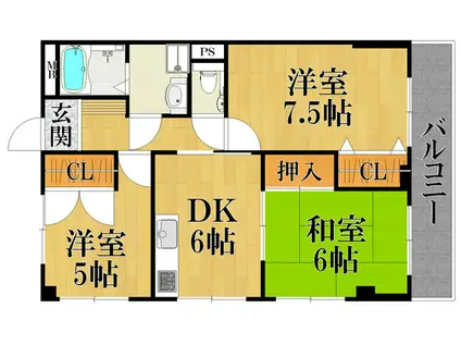 Vコート(3DK/3階)の間取り写真