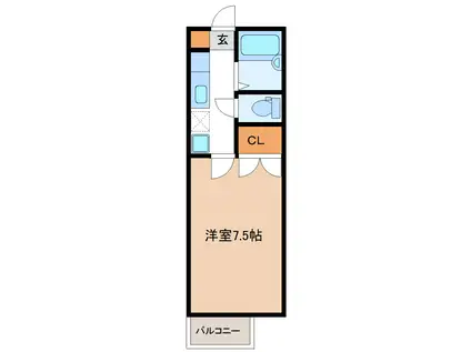 ローズガーデン泉崎(1K/1階)の間取り写真