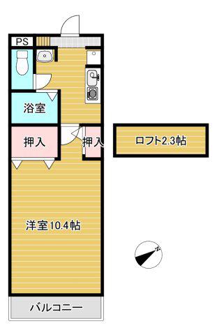 ルミエールガーデンI番館(1K/2階)の間取り写真