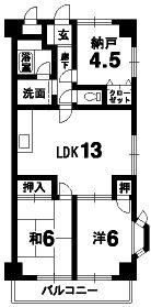 サンセール二軒屋ウエスト(3LDK/2階)の間取り写真