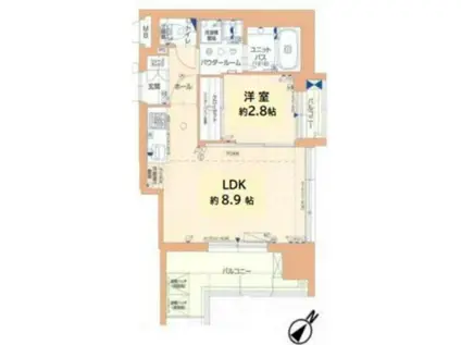 エスディグランツ神戸水木通(1LDK/8階)の間取り写真