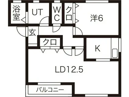 コーポJKL J棟(1LDK/2階)の間取り写真