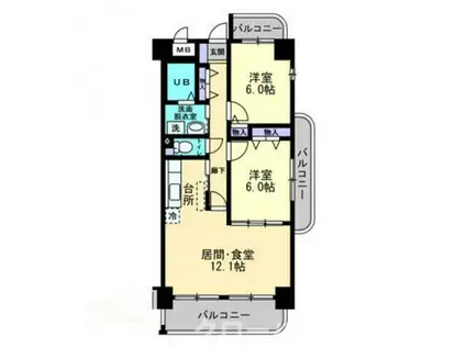メゾンプロスペール(2LDK/6階)の間取り写真