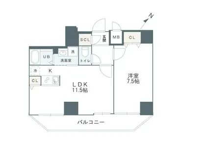 グルーブ神戸元町アリア(1LDK/6階)の間取り写真