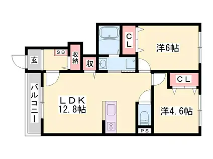 プログレスII(2LDK/1階)の間取り写真