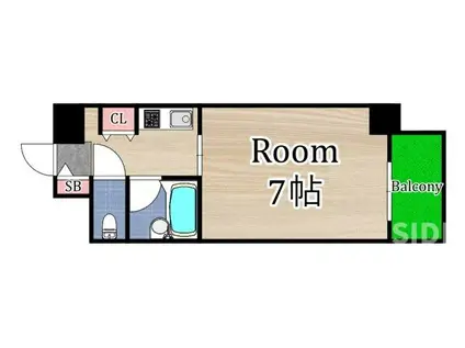 片町コート(1K/7階)の間取り写真