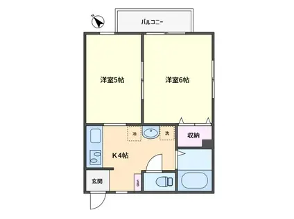 グラーティア東戸塚(2K/1階)の間取り写真