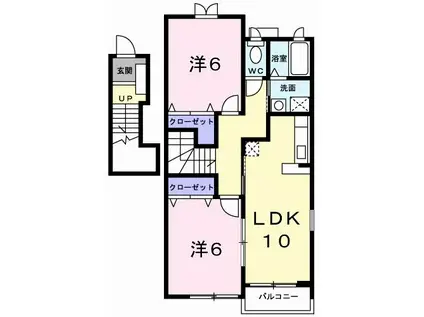 ベルデ・ビエントII番館(2LDK/2階)の間取り写真