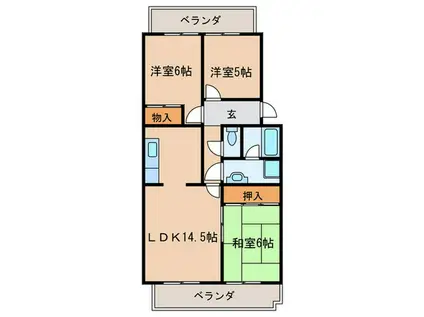 メナージュマルヤマ(3LDK/3階)の間取り写真
