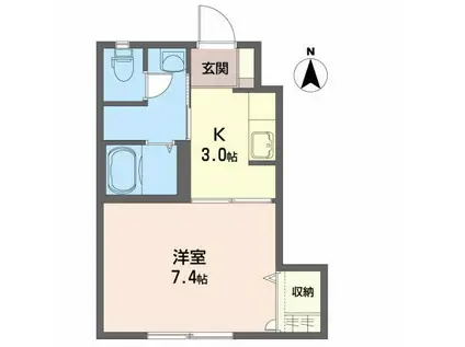 カーサ・デ・キオンA(1K/1階)の間取り写真