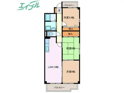 エントピアダテ(3LDK/6階)の間取り写真