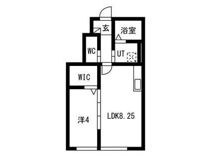 東仙台 B棟(1LDK/1階)の間取り写真
