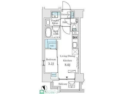 イプセ御成門(1LDK/10階)の間取り写真