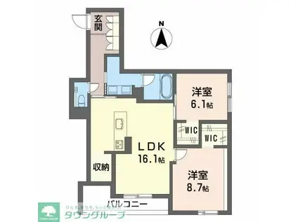 シャーメゾンステージ清水(2LDK/3階)の間取り写真
