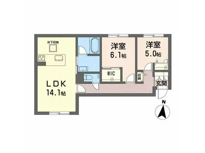 シャーメゾンHARU(2LDK/1階)の間取り写真