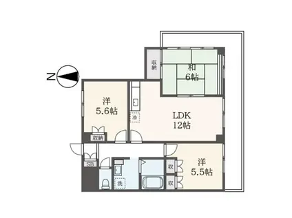チェリーヒルズ能登(3LDK/6階)の間取り写真