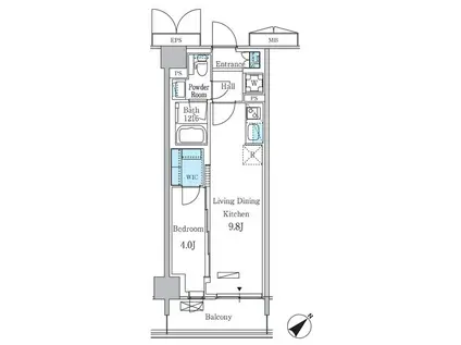 パークアクシス品川南大井パークフロント(1LDK/8階)の間取り写真