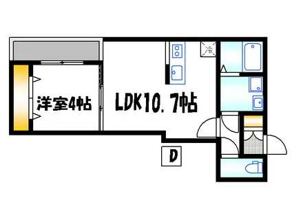 隅の浜アパート(1LDK/1階)の間取り写真