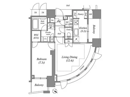 ザ・レジデンス赤坂檜町(1LDK/12階)の間取り写真