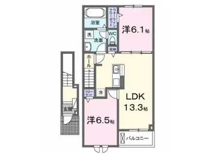 スフィア セリーン I(2LDK/2階)の間取り写真