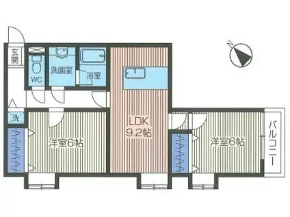リエスふじみ野北野(2LDK/3階)の間取り写真
